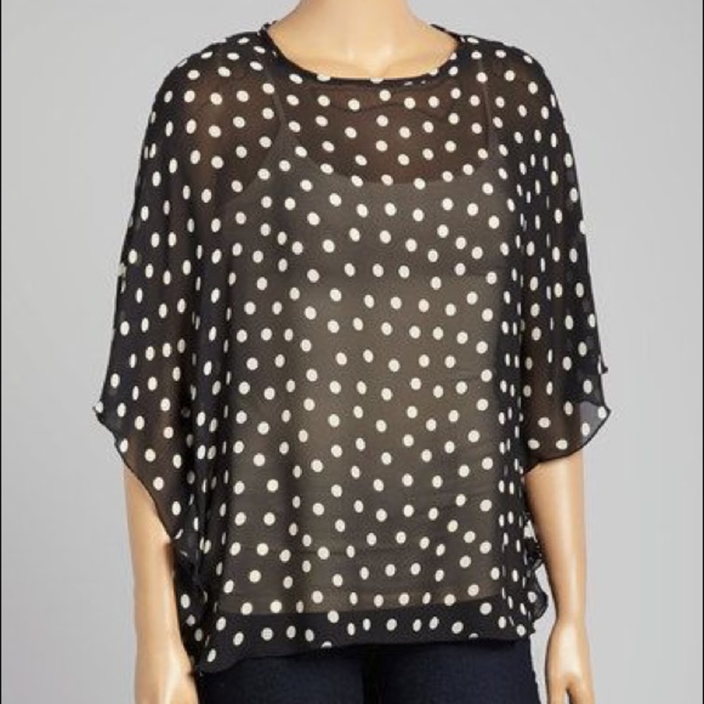 Boom Boom Black and White Pancho Blouse